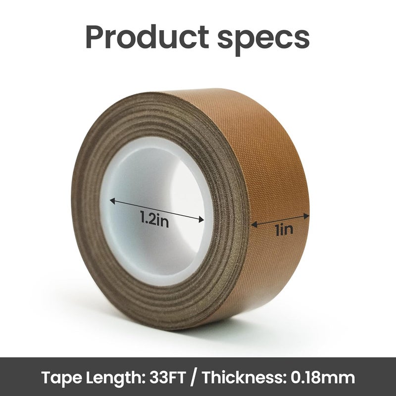 TYZUIAW Teflone Tape, High Temperature PTFE Tape for Vacuum Sealer Machine, Hand Impulse Sealers ，1 in x 33 ft x 0.18mm - Image 5